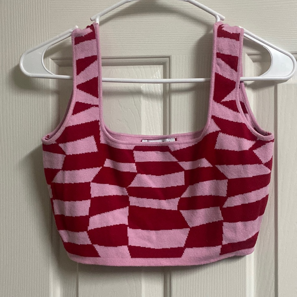 Dolls Kill Pink and Red Geometric Tank Top